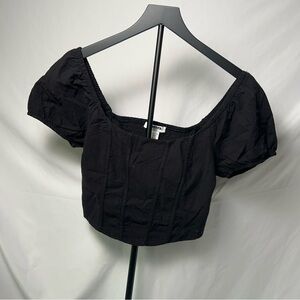 RSQ Black Puff Sleeve Crop Top